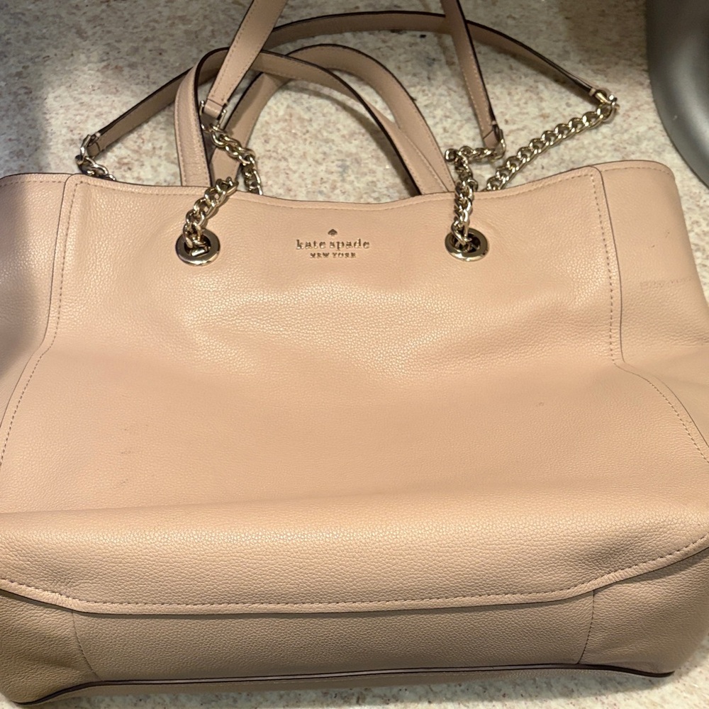 Kate Spade Tan Leather Tote with Chain Straps